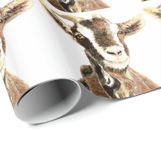Leuke Waterverf Oude Geit Humor Animal Art Cadeaupapier (Rol Hoek)
