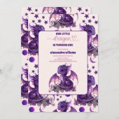 Leuke Waterverf Paarse Draak 1e Verjaardag Kaart (Voorkant / Achterkant)