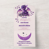 Leuke Waterverf Paarse Dragon Baby shower All In One Uitnodiging (Binnen)