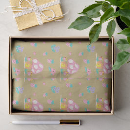 Leuke waterverf Paddenstoelenbloemen goudbruin Tissuepapier