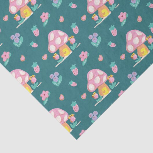 Leuke waterverf Paddenstoelenbloemen groen Tissuepapier (Detail)