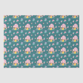 Leuke waterverf Paddenstoelenbloemen groen Tissuepapier