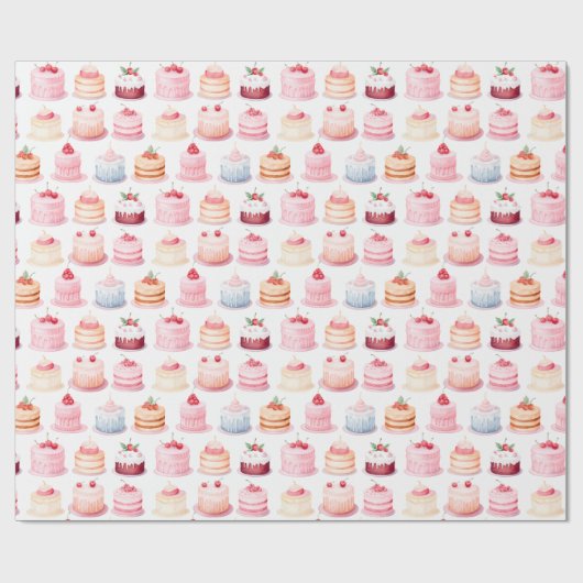 Leuke Waterverf Pastel Cupcakes Dessert Gift Cadeaupapier (Vlak)