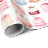 Leuke Waterverf Pastel Cupcakes Dessert Gift Cadeaupapier (Rol Hoek)