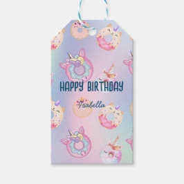 Leuke Waterverf pastel eenhoorns regenboog donut f Cadeaulabel