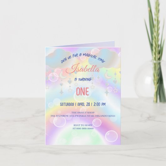 Leuke Waterverf pastel Eenhoorns Regenboog Verjaar (Voorkant)