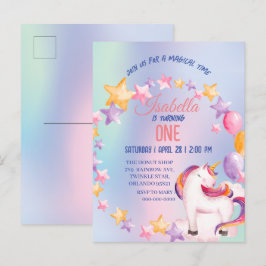 Leuke Waterverf pastel Eenhoorns Regenboog Verjaar Uitnodiging Briefkaart