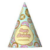 Leuke Waterverf Pastel Strooi Donut Groen Feesthoedjes (Voorkant)