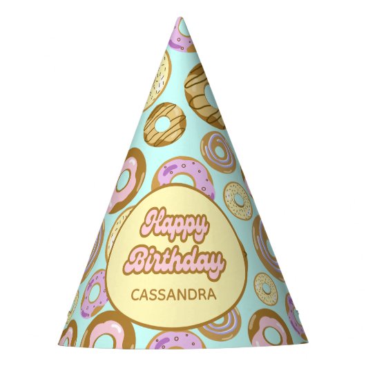 Leuke Waterverf Pastel Strooi Donut Groen Feesthoedjes (Voorkant)