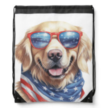 LEUKE WATERVERF PATRIOTTISCHE GOLDEN RETRIEVER DOG