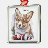 LEUKE WATERVERF PEMBROKE WELSH CORGI PUPPY METALEN ORNAMENT (Links)