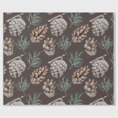 Leuke Waterverf Pinecones Kerst Cadeaupapier (Vlak)