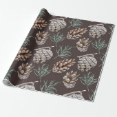 Leuke Waterverf Pinecones Kerst Cadeaupapier (Uitgerold)