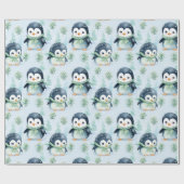 Leuke Waterverf Pinguïn Cadeaupapier (Vlak)