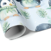Leuke Waterverf Pinguïn Cadeaupapier (Rol Hoek)