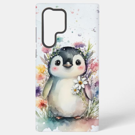 Leuke Waterverf Pinguïn Samsung Galaxy Hoesje (Achterkant)