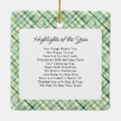 Leuke Waterverf Plaid Check Kerstfoto's Aangepast Keramisch Ornament (Achterkant)