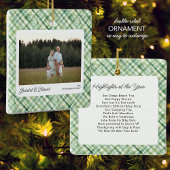 Leuke Waterverf Plaid Check Kerstfoto's Aangepast Keramisch Ornament
