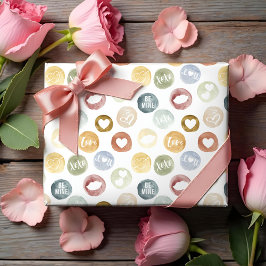 Leuke Waterverf Polka Dot Valentijnsdag Pattern Cadeaupapier