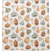 Leuke Waterverf pompoenpatroon Douchegordijn (Voorkant)