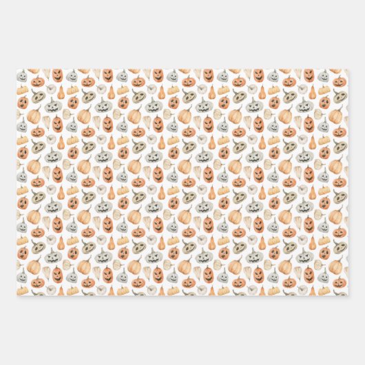 Leuke Waterverf pompoenpatroon Inpakpapier Vel (Voorkant)