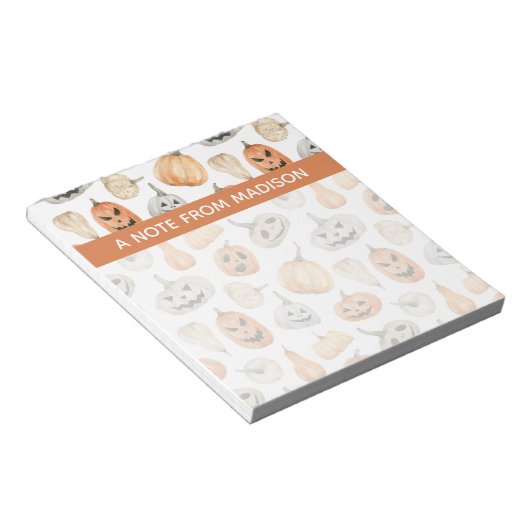 Leuke Waterverf pompoenpatroon Notitieblok (Schuin)