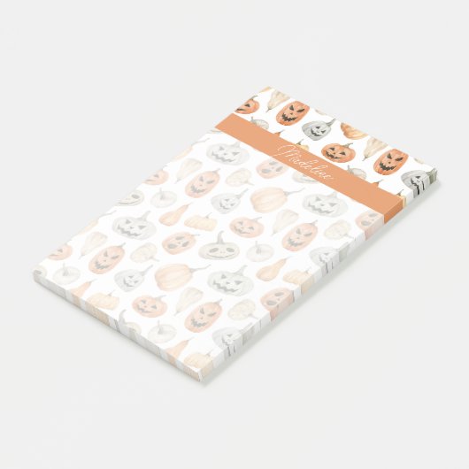 Leuke Waterverf pompoenpatroon Post-it® Notes (Schuin)