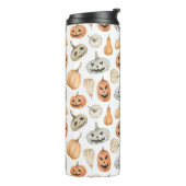 Leuke Waterverf pompoenpatroon Thermosbeker (Gedraaid links)