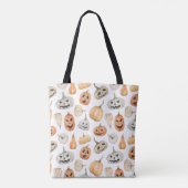 Leuke Waterverf pompoenpatroon Tote Bag (Achterkant)