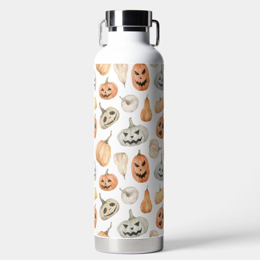 Leuke Waterverf pompoenpatroon Waterfles (Voorkant)