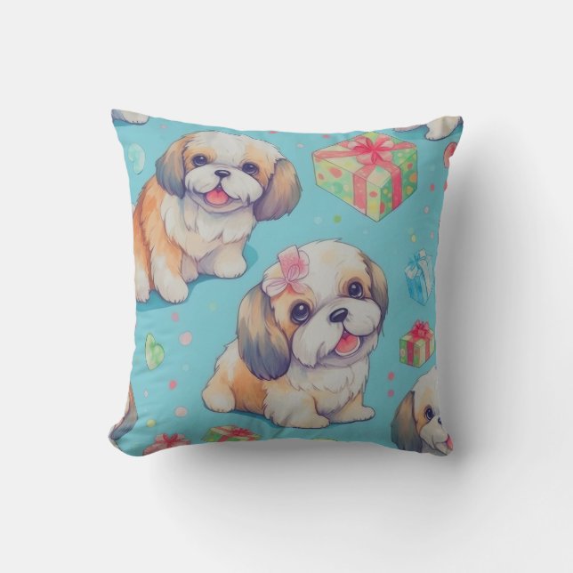 Leuke Waterverf Puppy Dog, Pet Lovers Cadeaus Kussen (Voorkant)