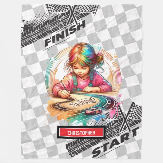 Leuke Waterverf Racing Sport Auto Deken Gift (Voorkant)