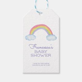 Leuke Waterverf Regenboog en Wolken Baby shower Cadeaulabel