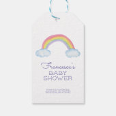 Leuke Waterverf Regenboog en Wolken Baby shower Cadeaulabel (Achterkant)