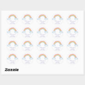 Leuke Waterverf Regenboog en Wolken Baby shower Ronde Sticker (Vel)