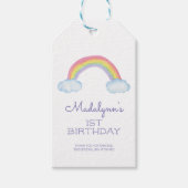 Leuke Waterverf Regenboog en Wolken Verjaardag Cadeaulabel (Voorkant)