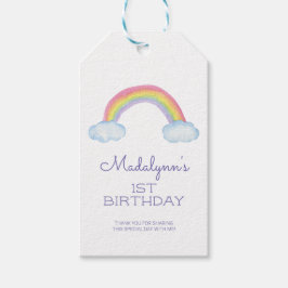 Leuke Waterverf Regenboog en Wolken Verjaardag Cadeaulabel