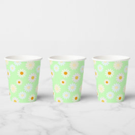 Leuke waterverf Regenboog kleur Daisy Pattern Gree Papieren Bekers