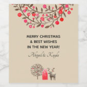 Leuke Waterverf Rendier Earth Tone of elke kleur Wijn Etiket (Enkel label)