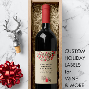 Leuke Waterverf Rendier Earth Tone of elke kleur Wijn Etiket