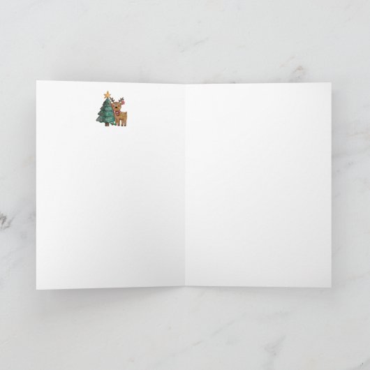 Leuke Waterverf rendieren kerst Kaart (Binnen)