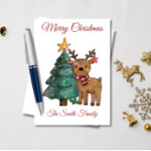 Leuke Waterverf rendieren kerst Kaart