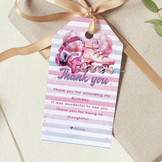 Leuke Waterverf Roller Blade Verjaardag Cadeaulabel