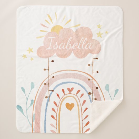 Leuke Waterverf Roze Regenboog Baby Sherpa Deken (Voorkant)