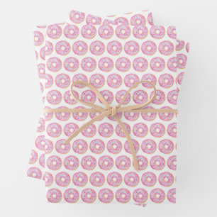 Leuke Waterverf Roze Sprinkle Donuts Patroon Inpakpapier Vel