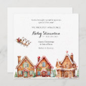 Leuke waterverf santa zwangerschapsaankondiging feestdagenkaart (Voorkant / Achterkant)