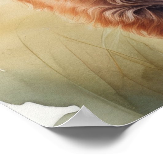 Leuke Waterverf Schilderen van een Highland Koe 5: Poster (Hoek)