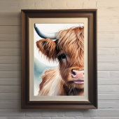 Leuke Waterverf Schilderen van een Highland Koe 5: Poster