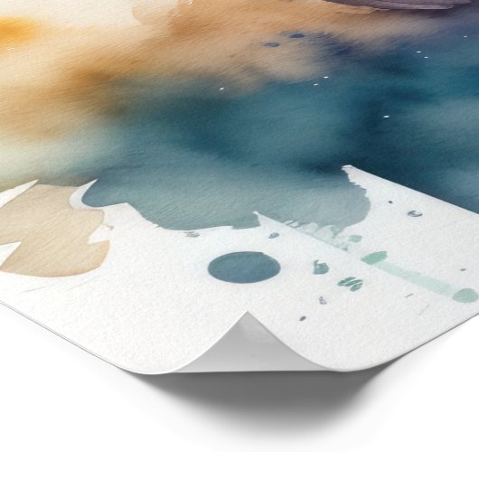 Leuke Waterverf Schilderen van een Llama 5:4 Poster (Hoek)