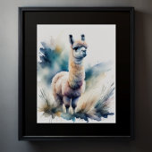 Leuke Waterverf Schilderen van een Llama 5:4 Poster